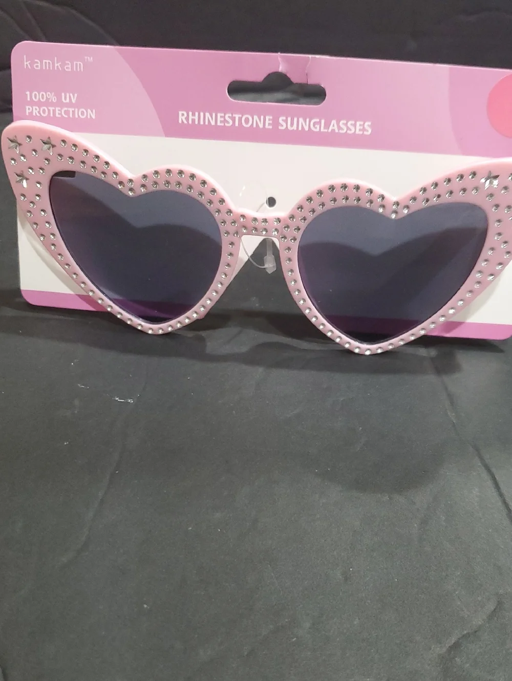 Pink rhinestone studded‎ bling retro heart shaped cat eye Sunglasses brand new